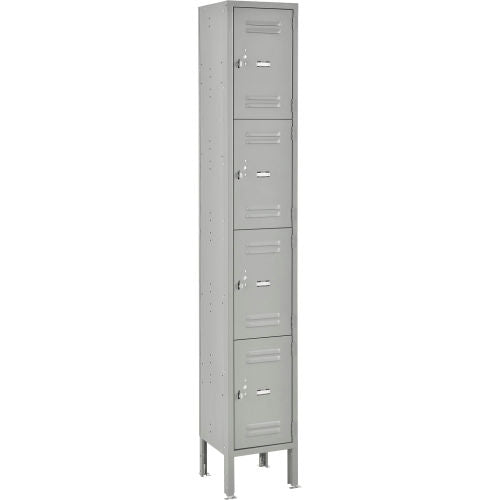 Global Industrial Capital 4-Tier 4 Door Box Locker, 12"W x 18"D x 78"H, Gray,Unassembled (WB493459GY)