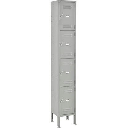 Global Industrial Capital 4-Tier 4 Door Box Locker, 12"W x 18"D x 78"H, Gray,Unassembled (WB493459GY)
