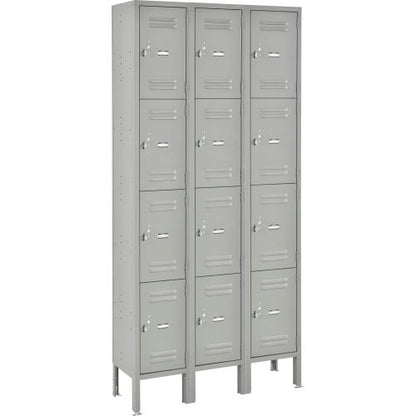 Global Industrial Capital 4-Tier 12 Door Box Locker, 36"W x 18"D x 78"H, Gray, Assembled (WB493486GY)
