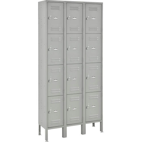 Global Industrial Capital 4-Tier 12 Door Box Locker, 36"W x 15"D x 78"H, Gray, Assembled (WB493484GY)