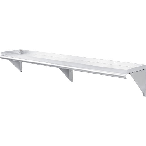 Global Industrial Wall Mount Shelf with 1-1/2" Lip 18 Gauge 430 Stainless Steel 72"W x 12"D (WB493630)