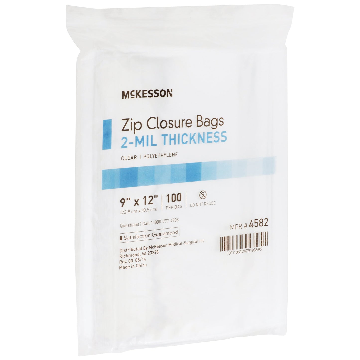 McKesson Reclosable Bag 9 X 12 Inch Polyethylene Clear Zipper Closure (911644_BX)