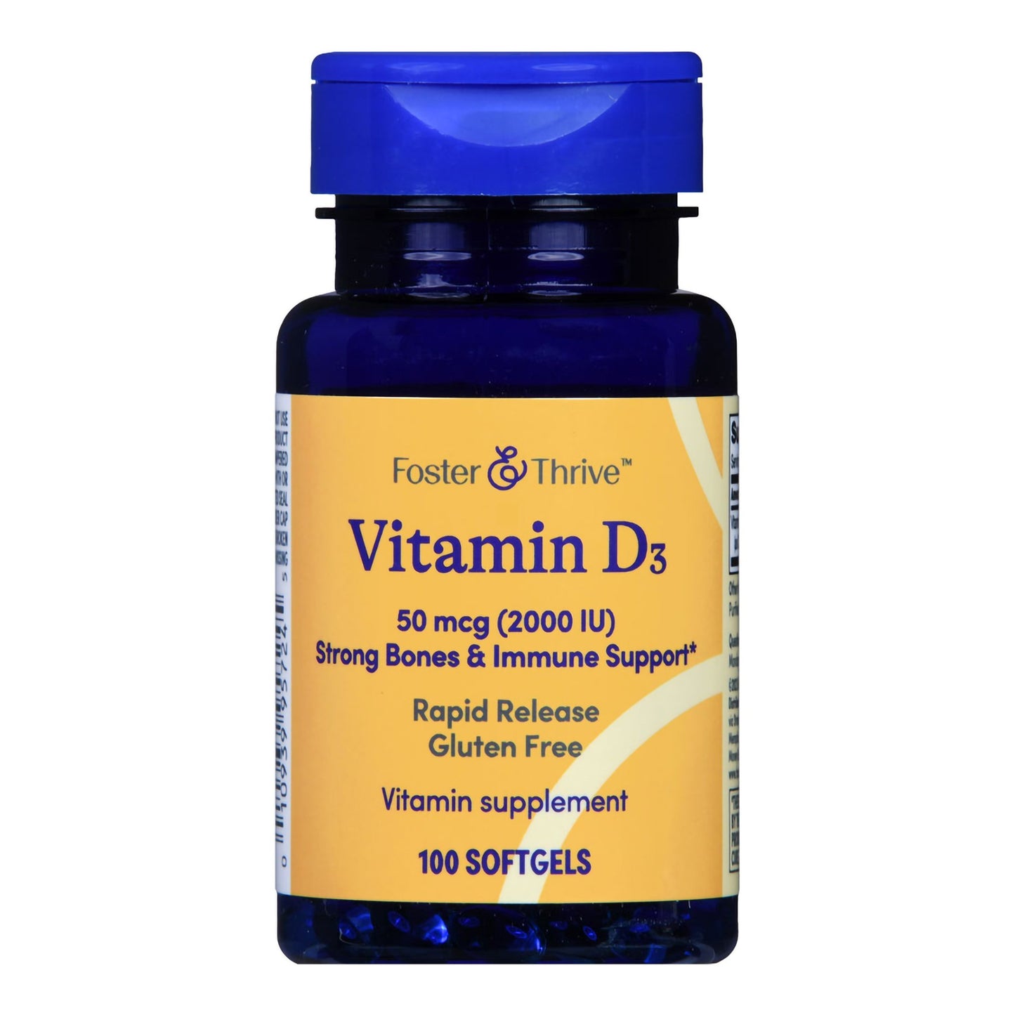 Foster & Thrive™ Vitamin Supplement Vitamin D3 2,000 IU Strength Softgel 100 per Bottle (1244150_BT)