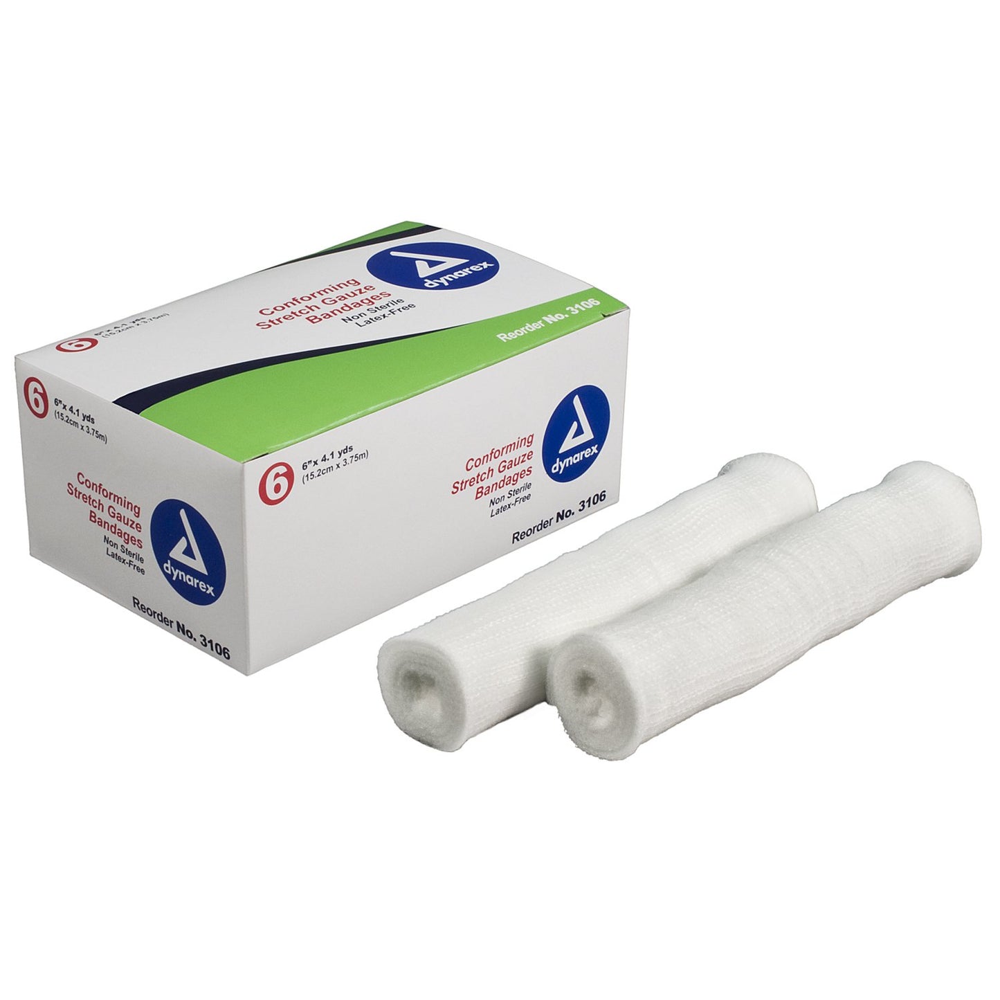 Dynarex® Conforming Bandage 6 Inch X 4.1 Yard 1-Ply NonSterile 6 per Pack (689215_BG)