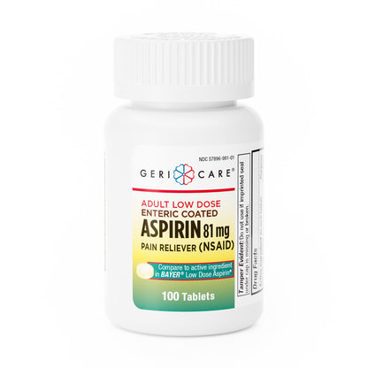 McKesson Brand Pain Relief 81 mg Strength Aspirin Tablet 100 per Bottle (1043632_CS)