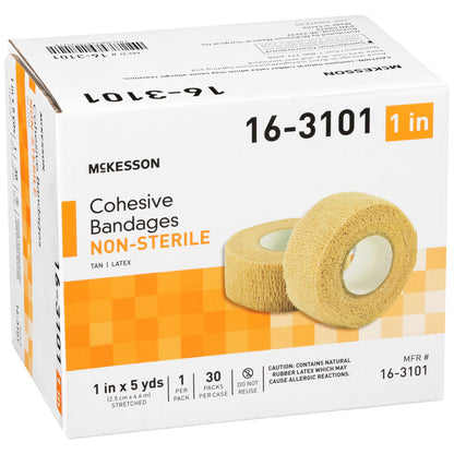McKesson Cohesive Bandage 1 Inch X 5 Yard Self-adherent Closure Tan NonSterile Standard Compression (464151_PK)