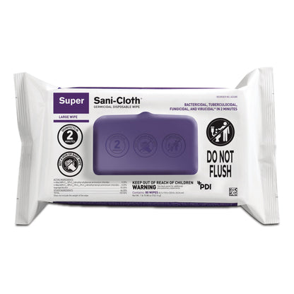 Super Sani-Cloth® Surface Disinfectant Cleaner Premoistened Germicidal Manual Pull Wipe 80 Count Soft Pack Alcohol Scent NonSterile (1186308_PK)