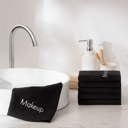 Hospeco® Cotton Makeup Washcloth 13x13 Black, Pack of 6 (HOSMAKEUP-13X13)