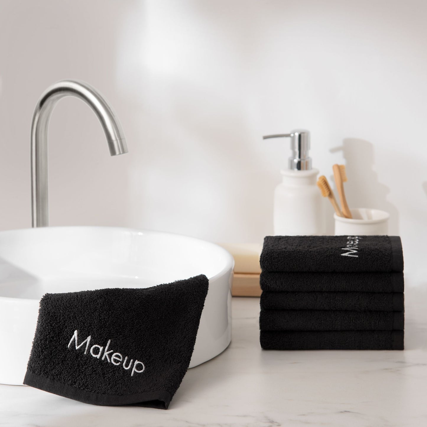Hospeco® Cotton Makeup Washcloth 13x13 Black, 144/Case (HOSMAKEUP-13X13-CS)