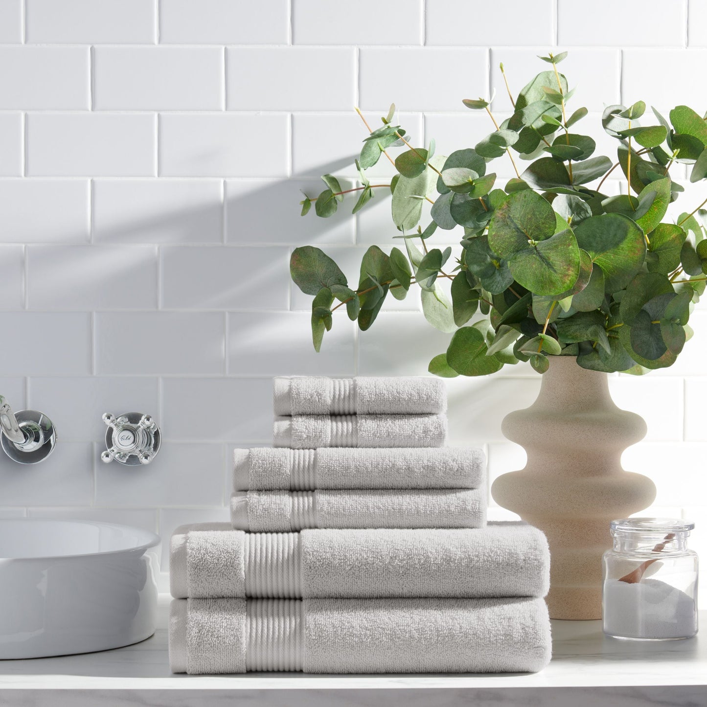 Arkwright Home® Host & Home 6pc Bath Towel Set Light Grey, 6/Case Sets (BSET-HH-LGY-CS)