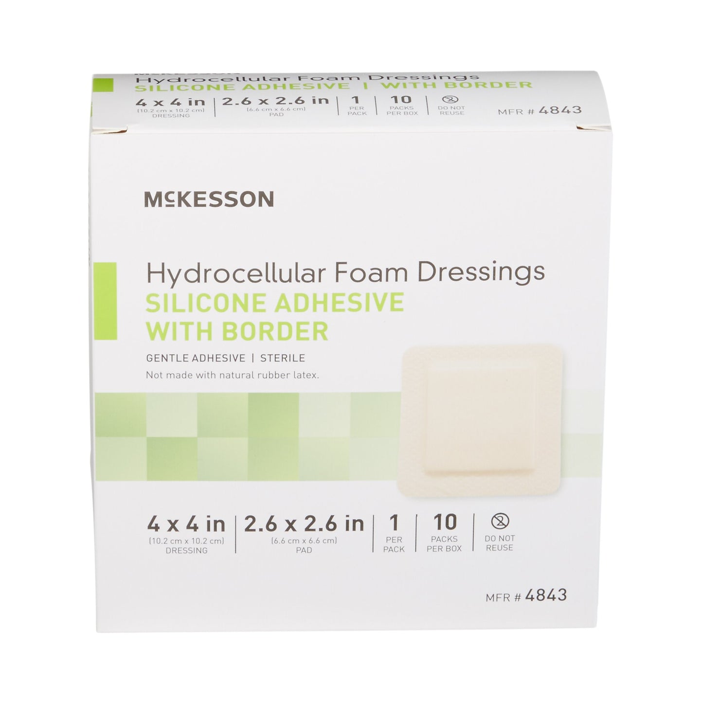 McKesson Foam Dressing 4 X 4 Inch With Border Film Backing Silicone Gel Adhesive Square Sterile (886432_CS)