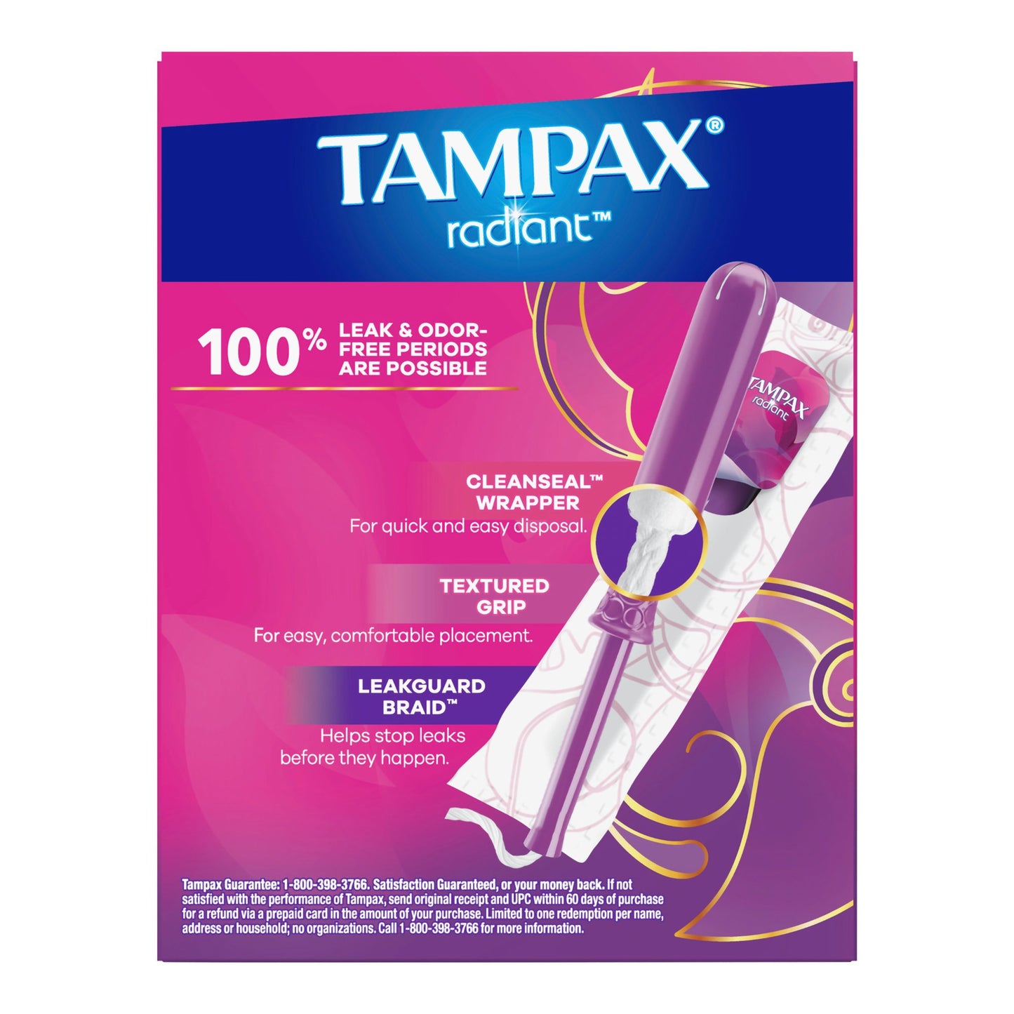 Tampax® Radiant Tampon Regular Absorbency Plastic Applicator Individually Wrapped (1229259_BX)