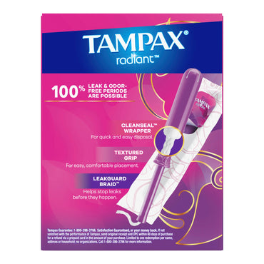 Tampax® Radiant Tampon Regular Absorbency Plastic Applicator Individually Wrapped (1229259_BX)