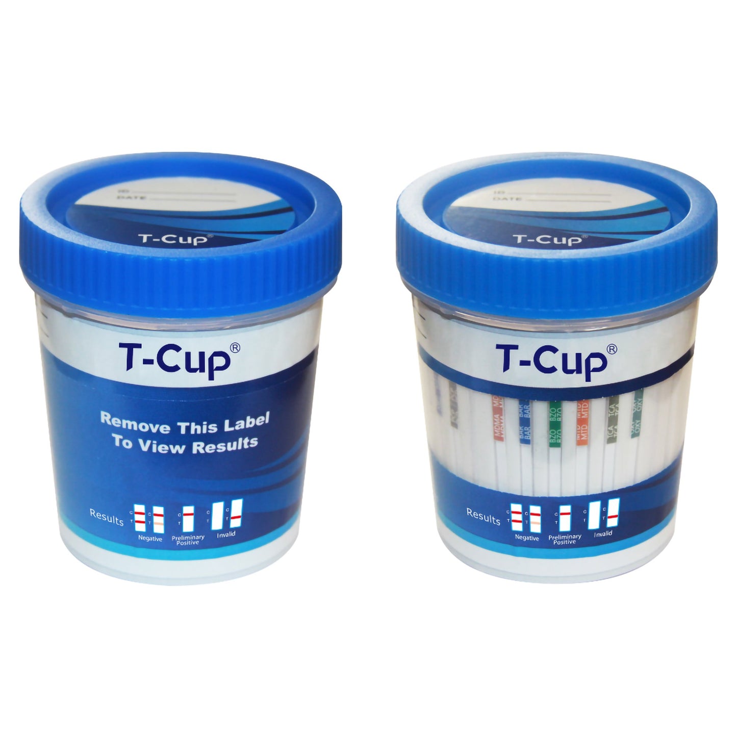 T-Cup® Drugs of Abuse Test Kit AMP, BAR, BUP, BZO, COC, mAMP/MET, MDMA, MOP, MTD, OXY, PCP, THC (CR, pH, SG) 25 Tests CLIA Waived (1185019_BX)