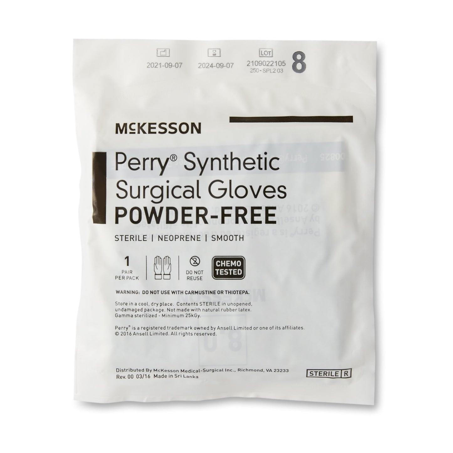 McKesson Perry® Performance Plus Surgical Glove Size 8 Sterile Polychloroprene Standard Cuff Length Smooth Dark Green Chemo Tested (1044740_PR)