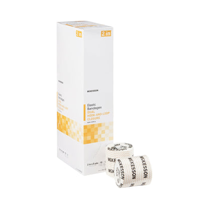 McKesson Elastic Bandage 2 Inch X 5 Yard Double Hook and Loop Closure Tan NonSterile Standard Compression (1086527_CS)