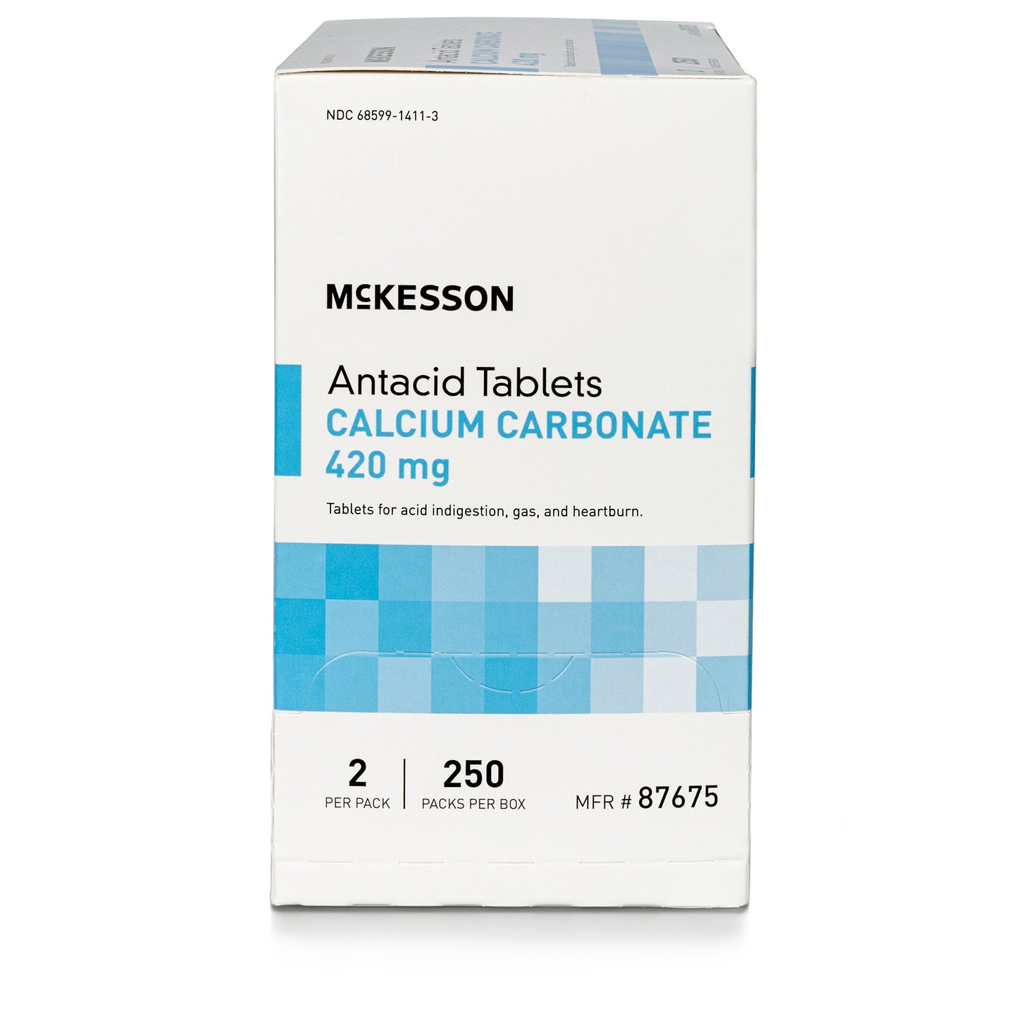 McKesson Brand Antacid 420 mg Strength Tablet 250 Packets per Box, 2 Tablets per Packet (1111738_CS)