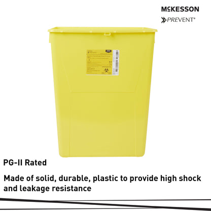 McKesson Prevent® Chemotherapy Waste Container Yellow Base 20-4/5 H X 17-3/10 W X 13 L Inch Vertical Entry 12 Gallon (869602_CS)