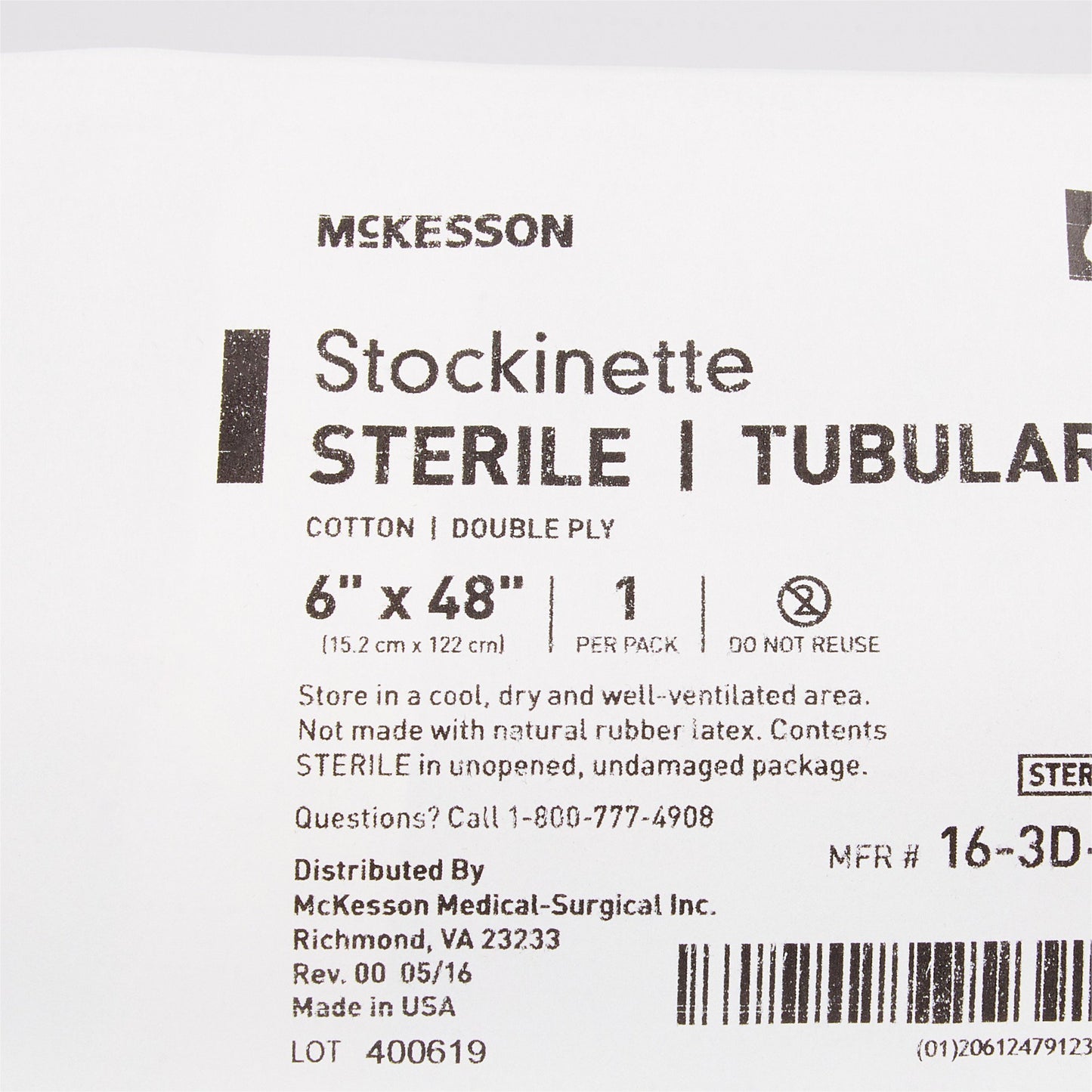 McKesson Surgical Stockinette Tubular 6 X 48 Inch Sterile (460832_EA)