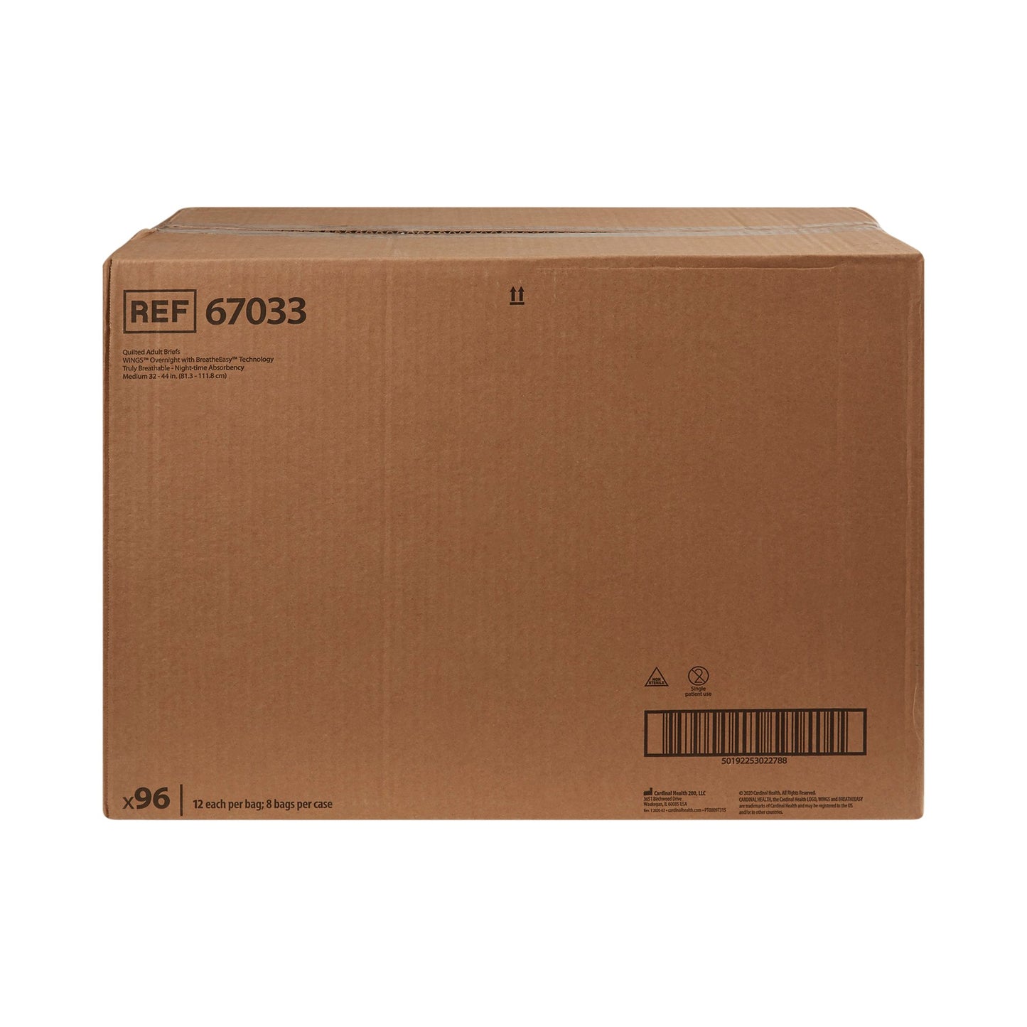 Wings™ Overnight Quilted Unisex Adult Incontinence Brief Medium Disposable Heavy Absorbency (662535_BG)