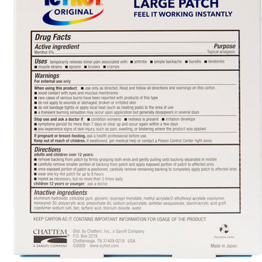 Icy Hot® Topical Pain Relief 5% Strength Menthol Patch 5 per Box (489911_PK)