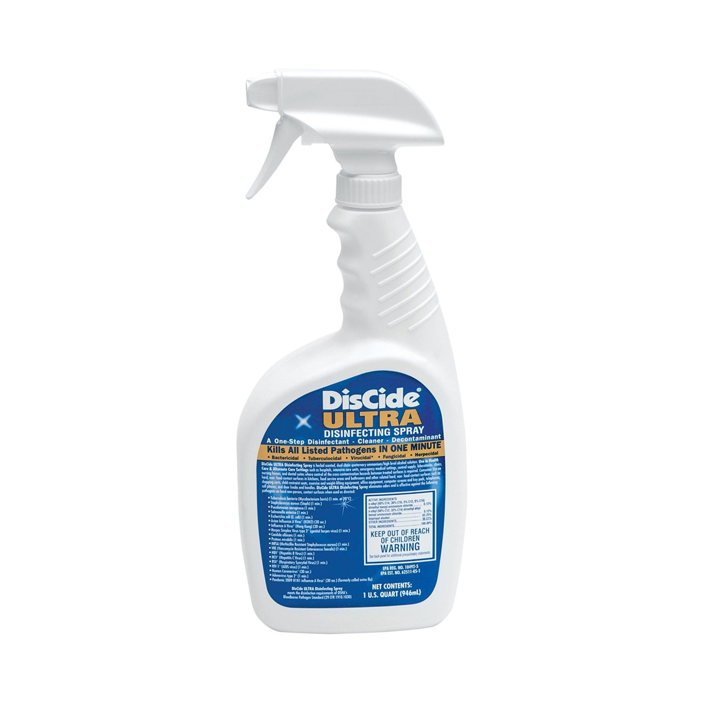 DisCide® Ultra Surface Disinfectant Cleaner Quaternary Based Trigger Spray Liquid 1 Quart Bottle Herbal Scent NonSterile (1159345_EA)