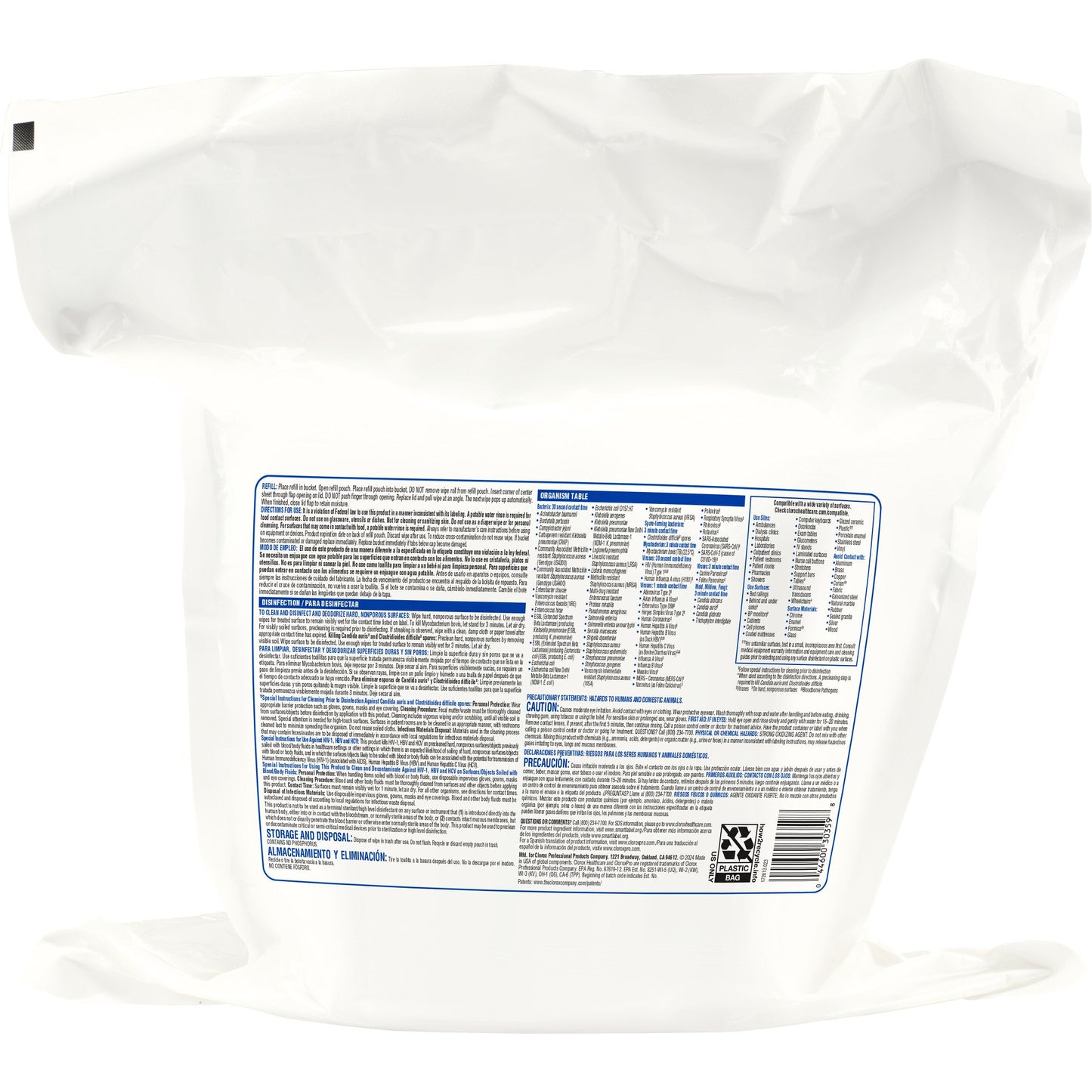 Clorox Healthcare® Bleach Germicidal Premoistened Germicidal Manual Pull Wipe 110 Count Pouch Floral Bleach Scent NonSterile (743112_CS)