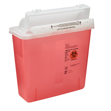 SharpStar™ In-Room™ Sharps Container Translucent Red Base 12-1/2 H X 5-1/2 D X 10-3/4 W Inch Horizontal Entry 1.25 Gallon (344297_CS)