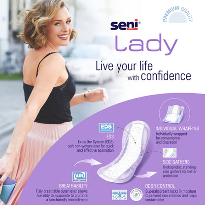Seni® Lady Ultimate Bladder Control Pad 16-1/2 Inch Length Heavy Absorbency Super Absorbent Core One Size Fits Most (1222539_PK)