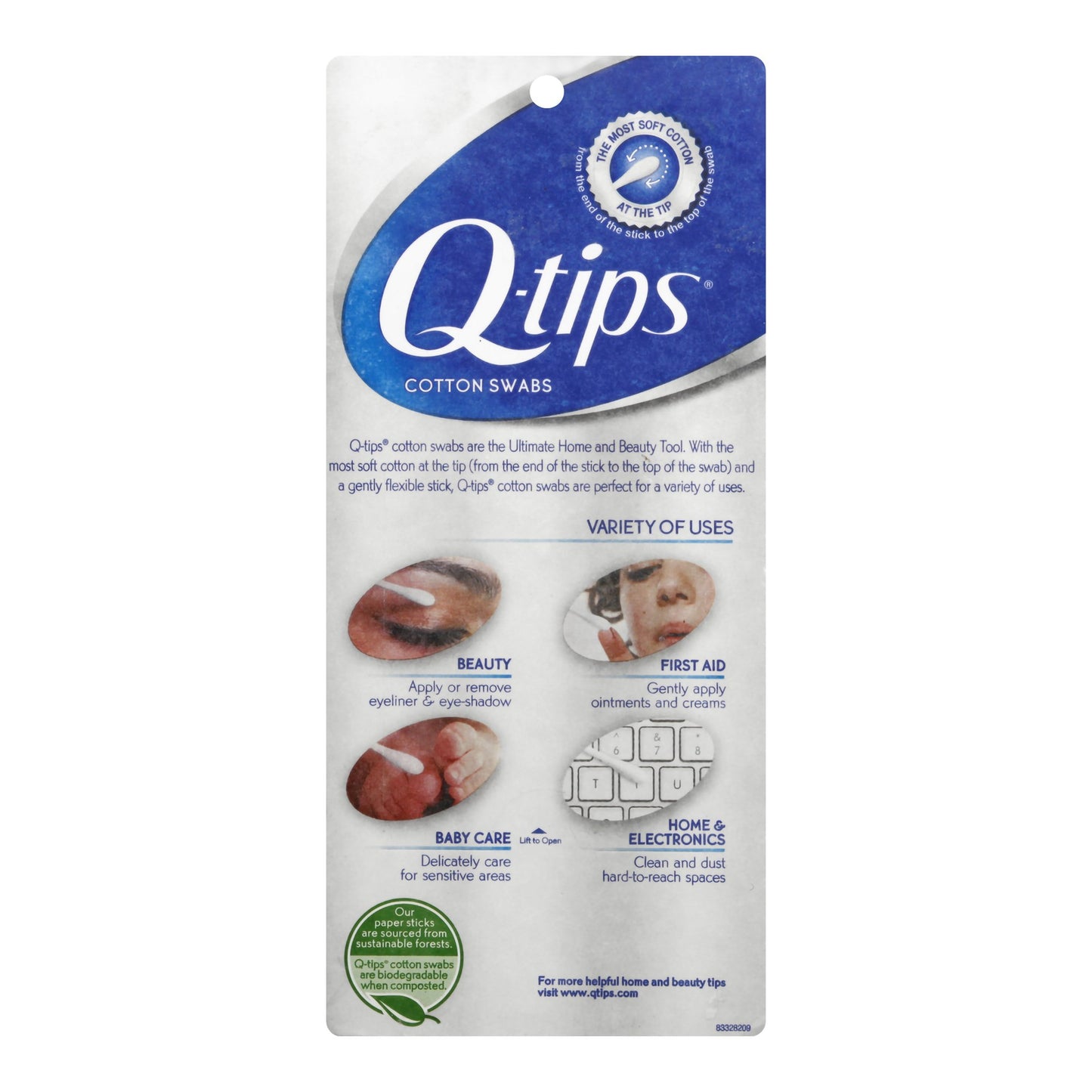 Q-Tip® Swabstick Cotton Tip Cotton Shaft 3 Inch NonSterile 500 per Pack (540426_PK)