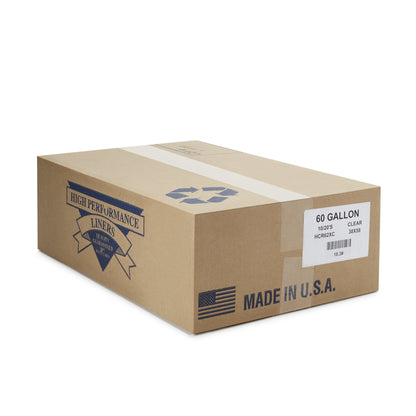 Colonial Bag Trash Bag 60 gal. Clear HDPE 17 Mic. 38 X 58 Inch X-Seal Bottom Coreless Roll (678175_CS)