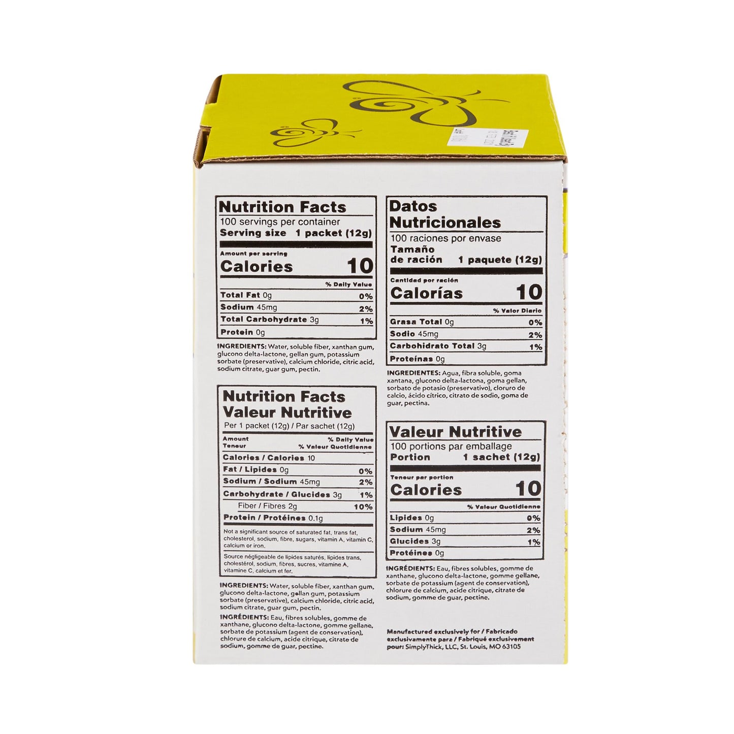 SimplyThick® Easy Mix Food and Beverage Thickener 12 Gram Individual Packet Unflavored Gel IDDSI Level 3 Moderately Thick/Liquidized (1087566_BX)