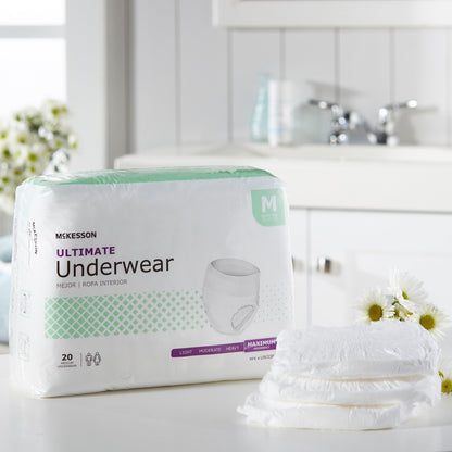 McKesson Unisex Adult Absorbent Underwear Pull On with Tear Away Seams Medium Disposable Heavy Absorbency (1123835_BG)