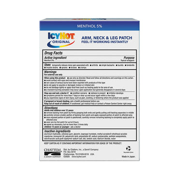 Icy Hot® Topical Pain Relief 5% Strength Menthol Patch 5 per Box (762283_PK)