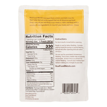 Real Food Blends® Tube Feeding Formula Salmon / Oats / Squash Flavor Liquid 9.4 oz. Pouch (979851_CS)