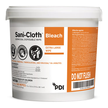 Sani-Cloth® Bleach Premoistened Germicidal Manual Pull Wipe 160 Count Pail Chlorine Scent NonSterile (876341_CS)