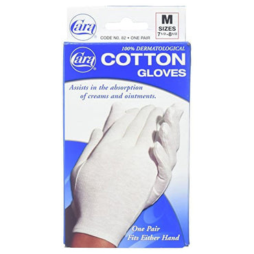 Cara Infection Control Glove Medium Cotton White Wrist Length Hemmed Cuff NonSterile (1112289_PR)
