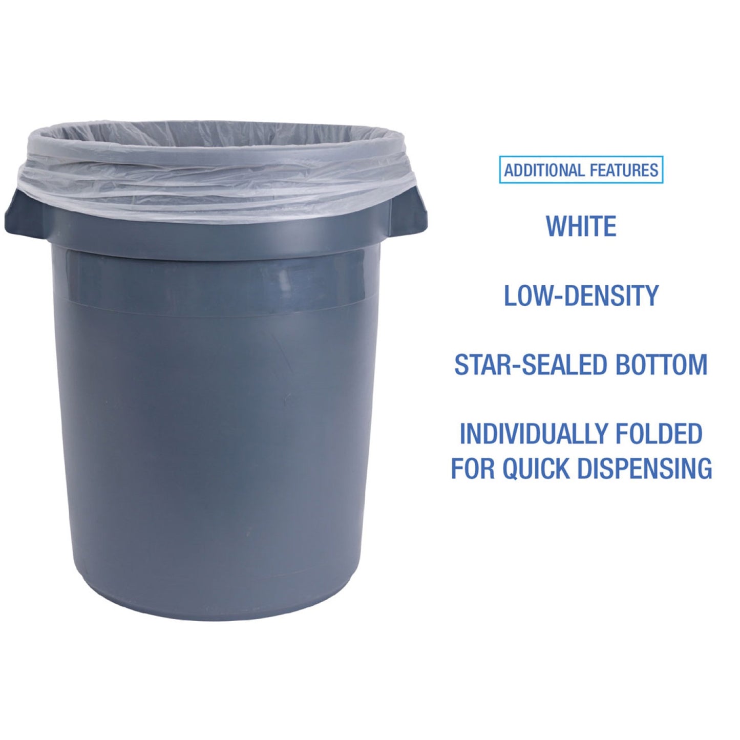 Boardwalk® Trash Bag 60 gal. White LLDPE 0.70 mil 38 X 58 Inch Star Seal Bottom Flat Pack (1190907_CS)