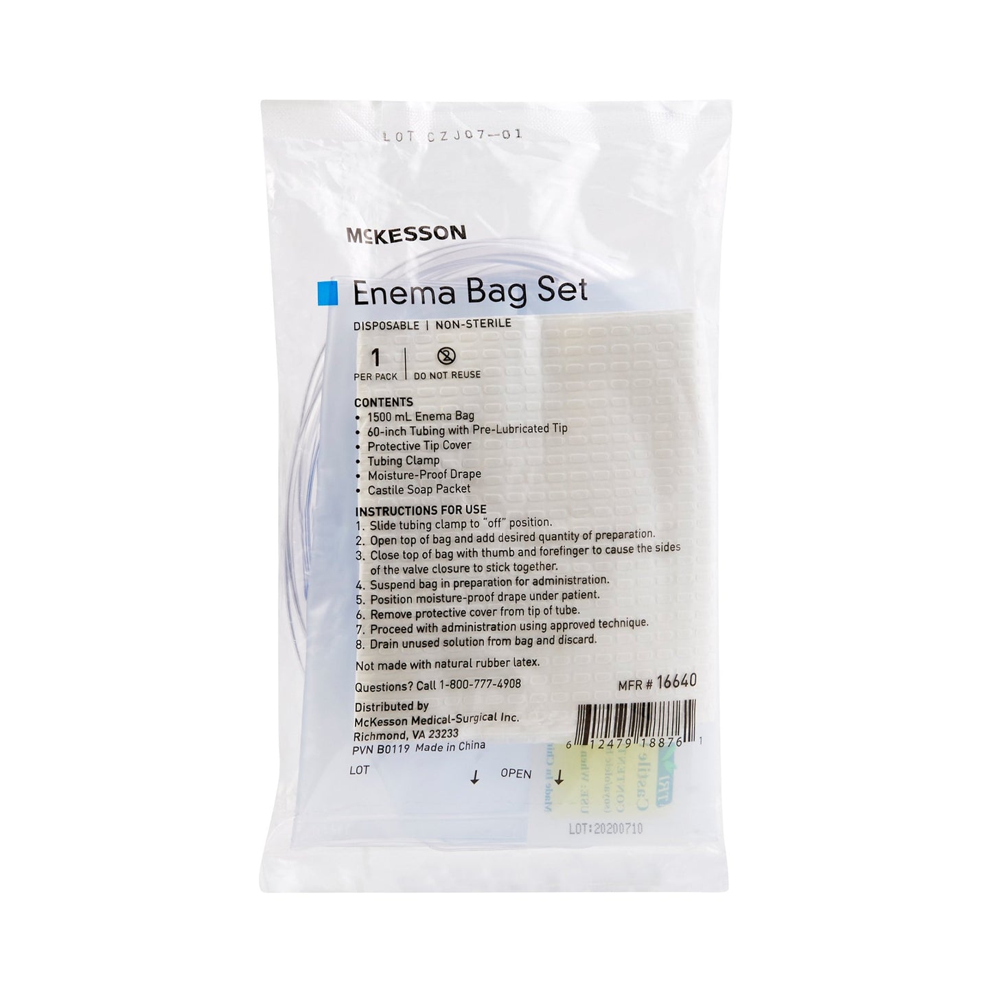 McKesson Enema Bag Set NonSterile 1500 mL (854375_CS)