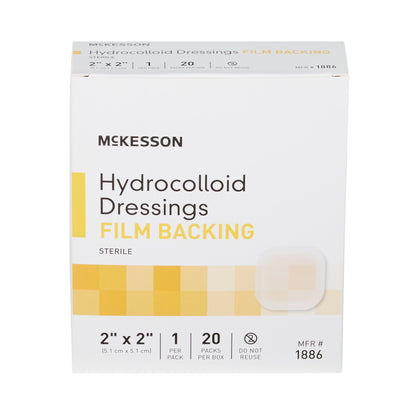 McKesson Hydrocolloid Dressing Waterproof Film Backing 2 X 2 Inch Square Hydrocolloid / Film (882991_EA)