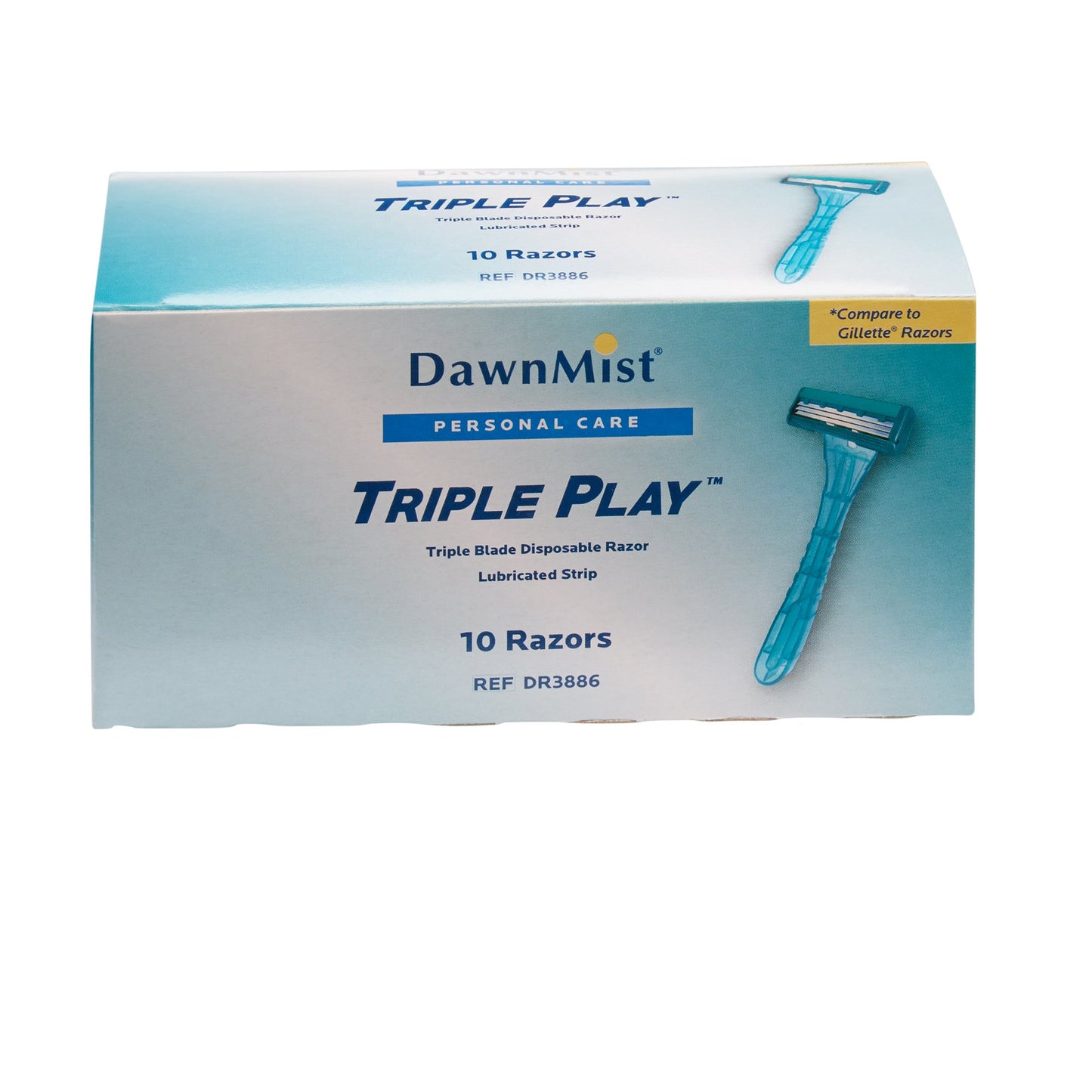 DawnMist® Triple Play™ Personal Razor with Lubricating Strip Single Edge Triple Blade NonSterile Disposable (514816_BX)