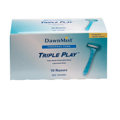 DawnMist® Triple Play™ Personal Razor with Lubricating Strip Single Edge Triple Blade NonSterile Disposable (514816_BX)