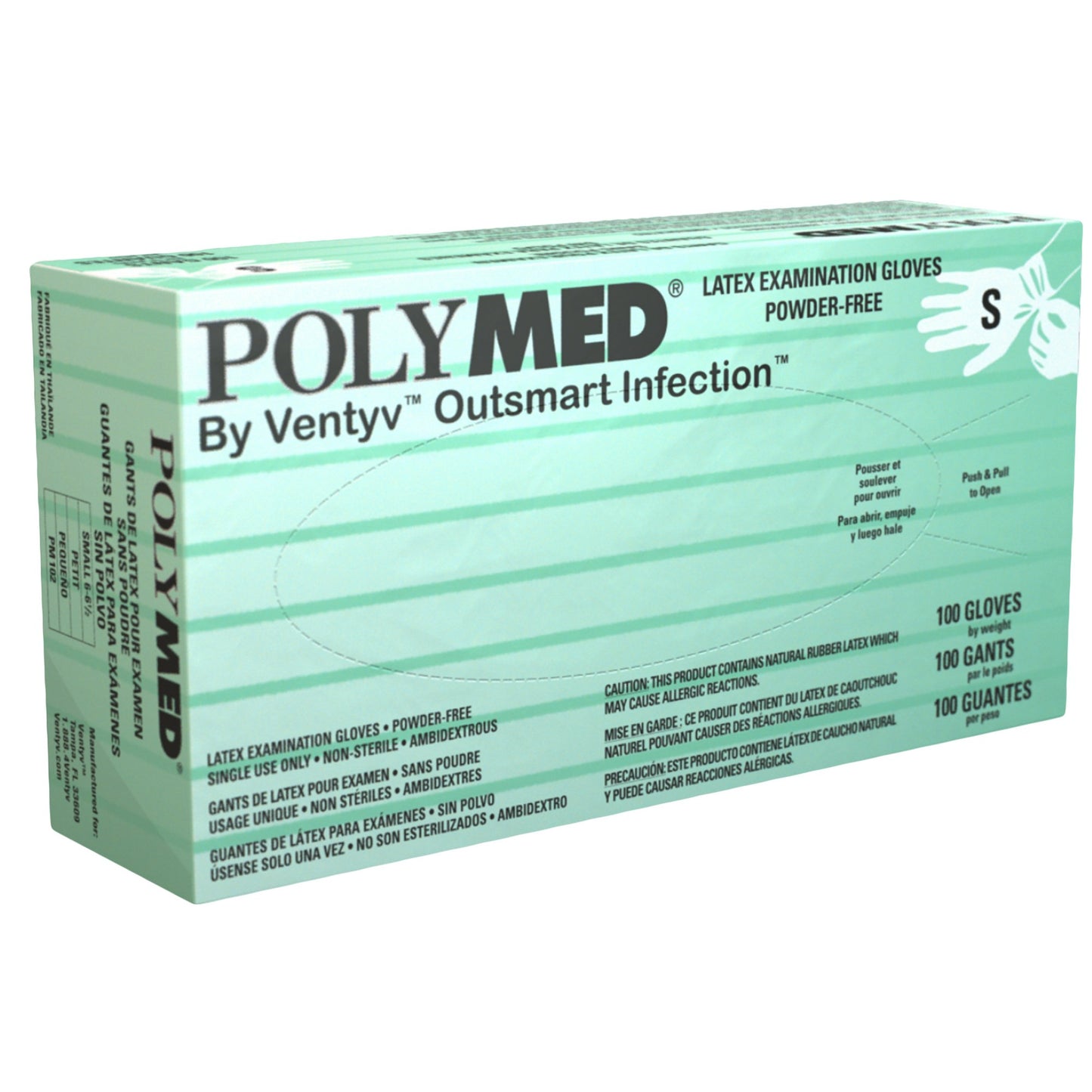 Polymed® Exam Glove Small NonSterile Latex Standard Cuff Length Fully Textured Ivory Not Rated (349004_CS)