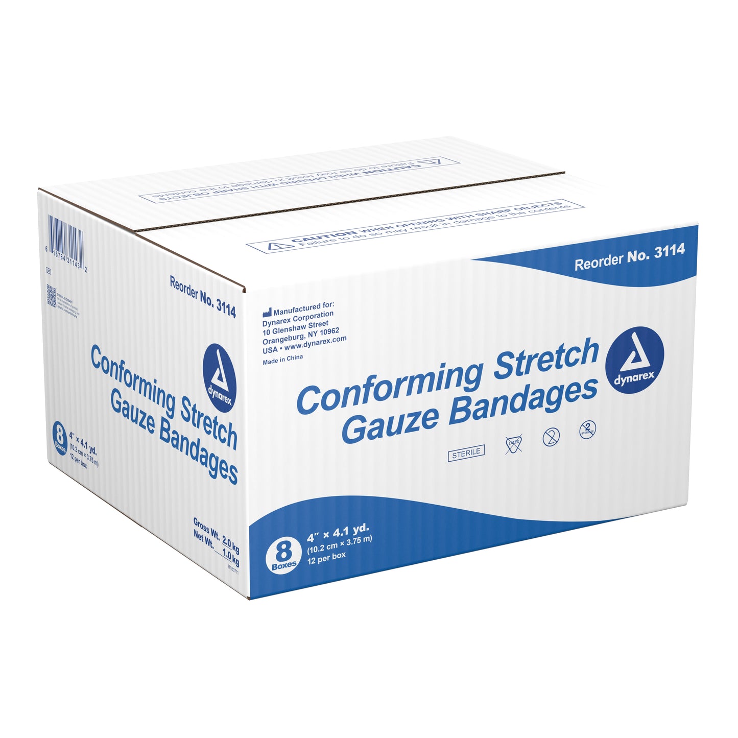 Dynarex® Conforming Bandage 4 Inch X 4-1/10 Yard 1-Ply Sterile 1 per Pouch (884100_BX)