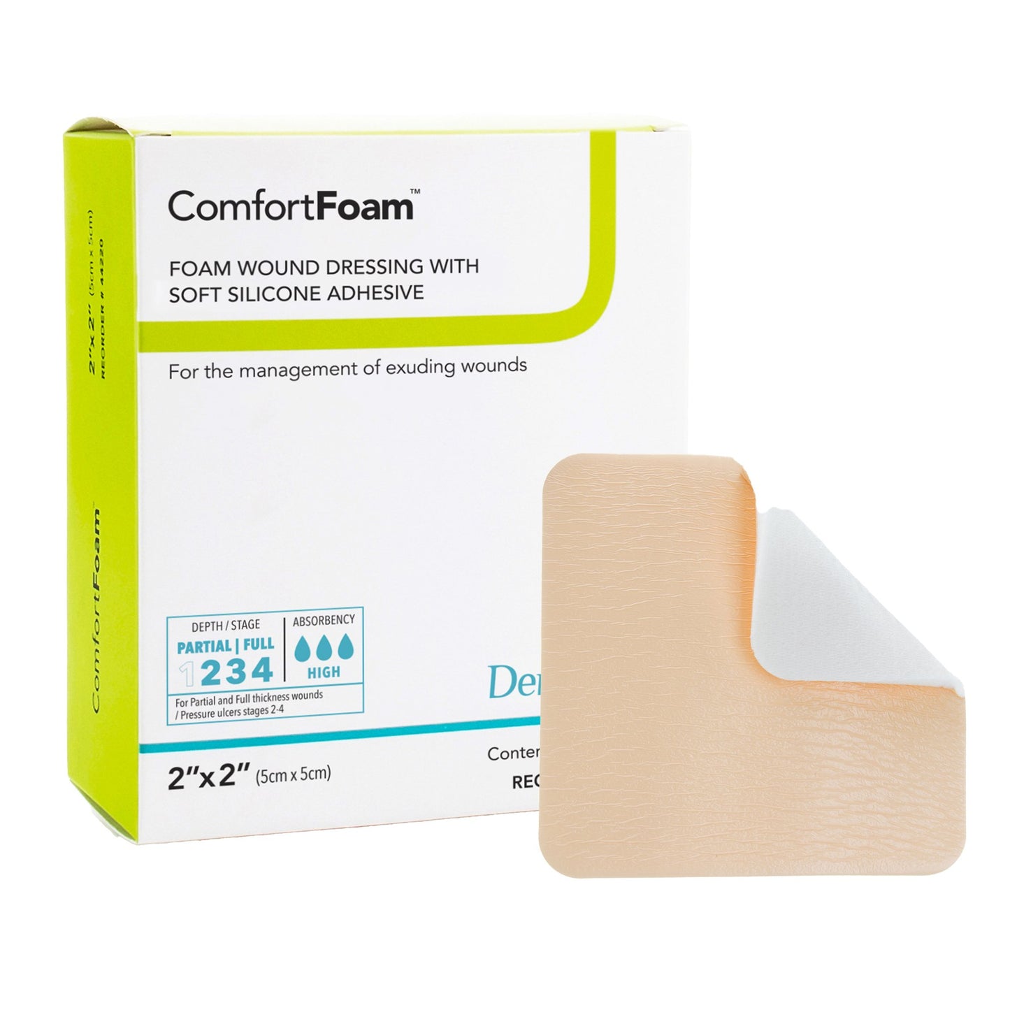 ComfortFoam™ Foam Dressing 2 X 2 Inch Without Border Film Backing Silicone Face Square Sterile (946505_EA)