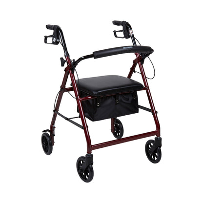McKesson 4 Wheel Rollator Red Adjustable Height / Folding Aluminum Frame (1065263_EA)