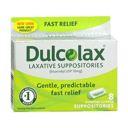 Dulcolax® Laxative Suppository 8 per Box 10 mg Strength Bisacodyl USP (1046245_BX)