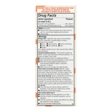 Foster & Thrive™ Children's Pain Relief 100 mg / 5 mL Strength Ibuprofen Oral Suspension 4 oz. (1238933_BT)