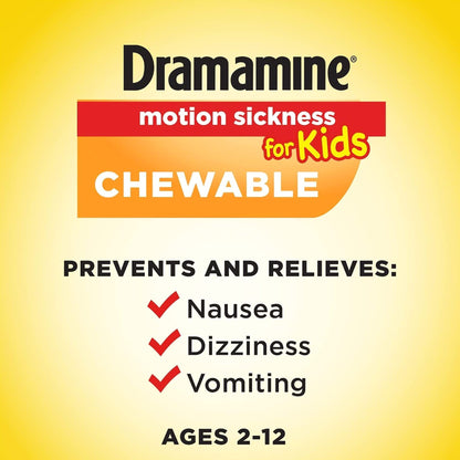 Dramamine® Motion Sickness Relief Nausea Relief 25 mg Strength Chewable Tablet 8 per Box (1218937_BX)