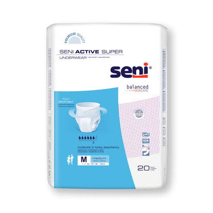 Seni® Active Super Unisex Adult Absorbent Underwear Pull On with Tear Away Seams Medium Disposable Moderate Absorbency (1163849_CS)